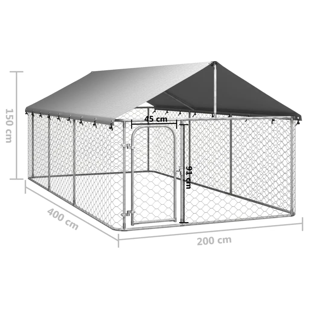 4x2m Steel Dog Enclosure with Roof