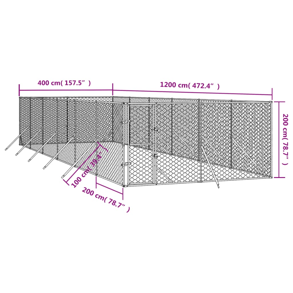 12x4m Steel Dog Run