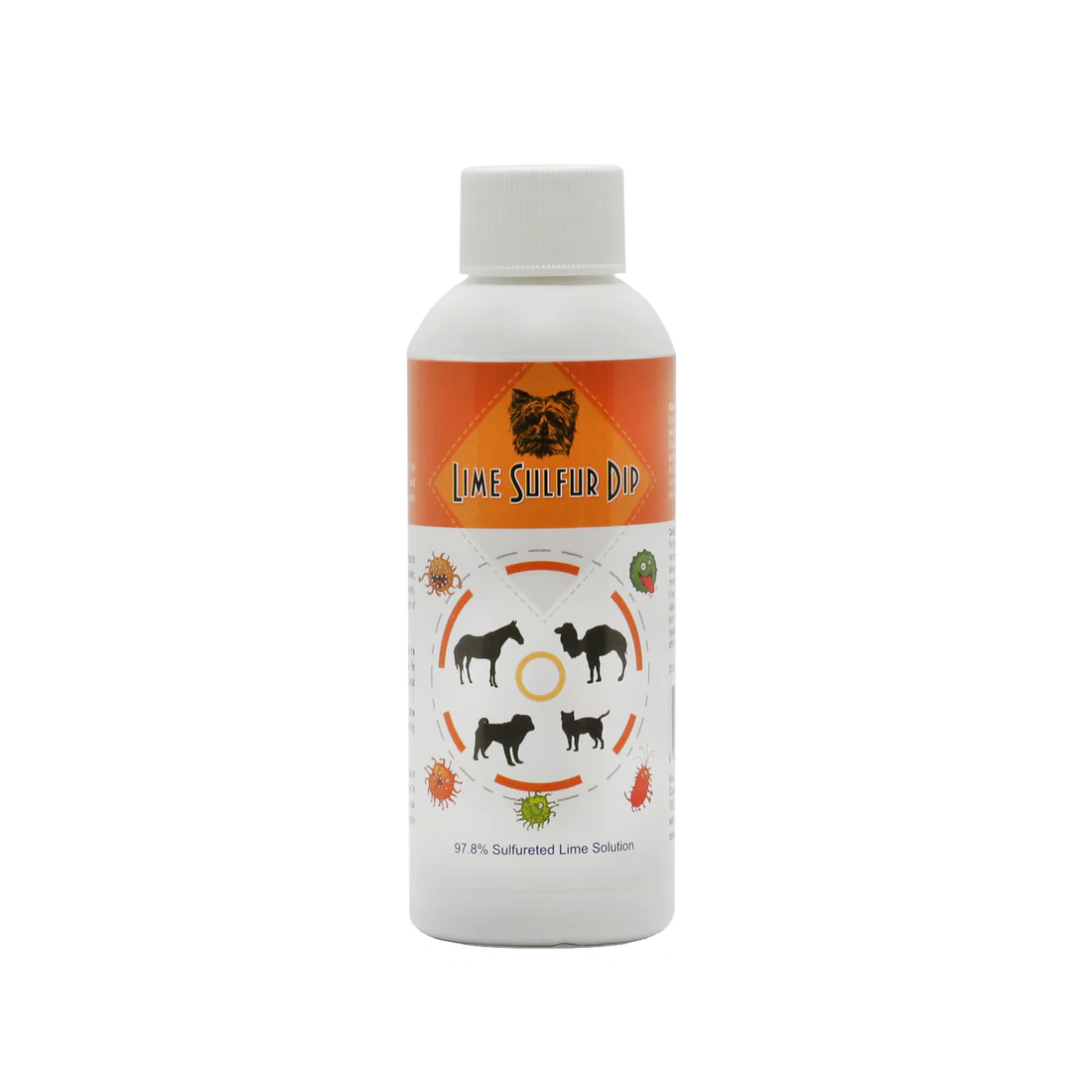 Lime sulfur dip used as a mange and ringworm treatment for dogs