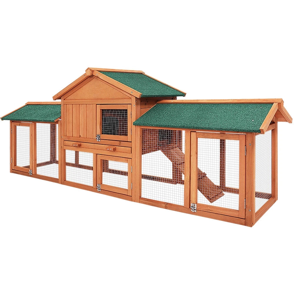 Big rabbit hutch, featuring an upper and lower level 2 storey design.