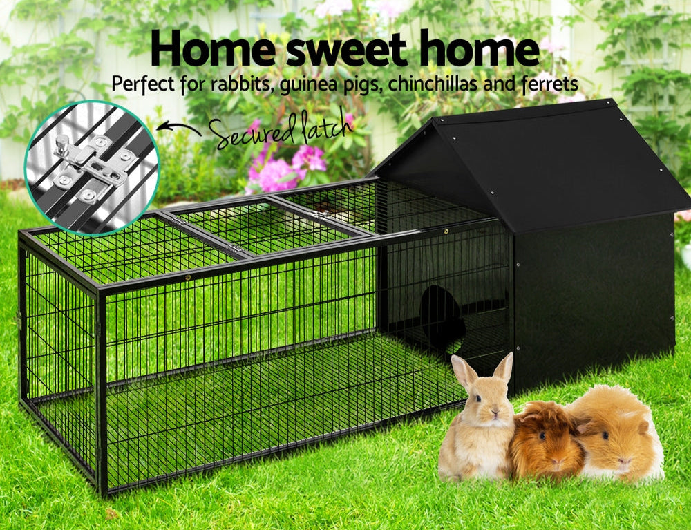 Fox proof rabbit hutch, with steel construction to keep predators out.
