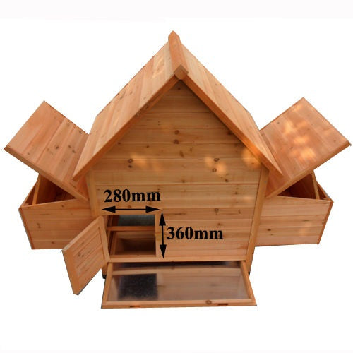 Hen house showing measurements of the rear access door