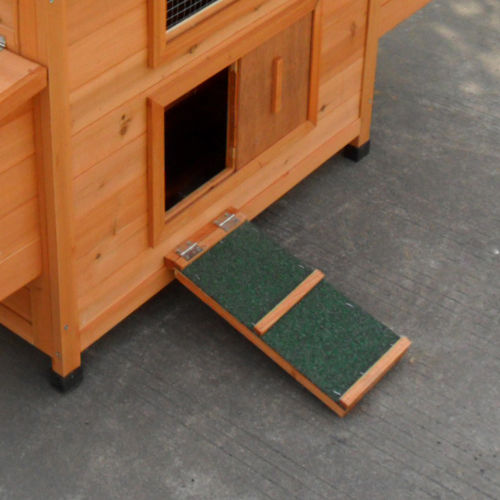 Non-slip ramp leading to the door of a hen house
