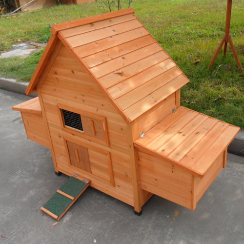 Hen house featuring two nesting boxes and a secure design