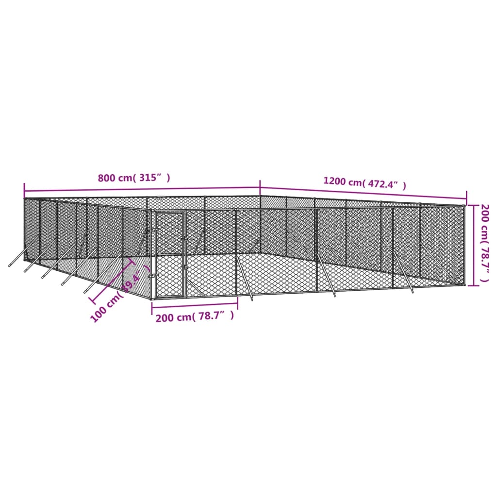 12x8m Steel Dog Run