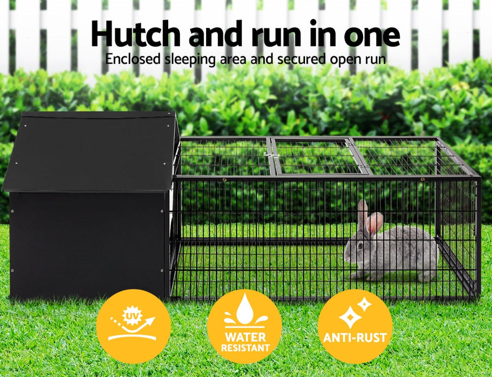 Run and house gives rabbits a choice between shelter and fresh air.