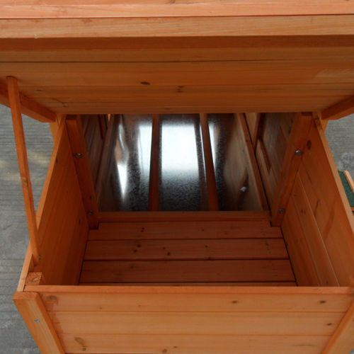 Interior view of a hen house nesting box