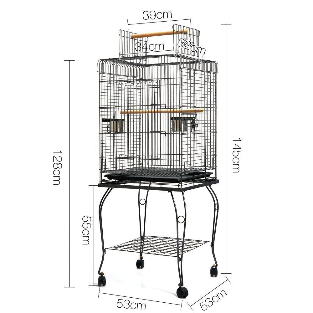 Medium Square Iron Bird Cage with Stand