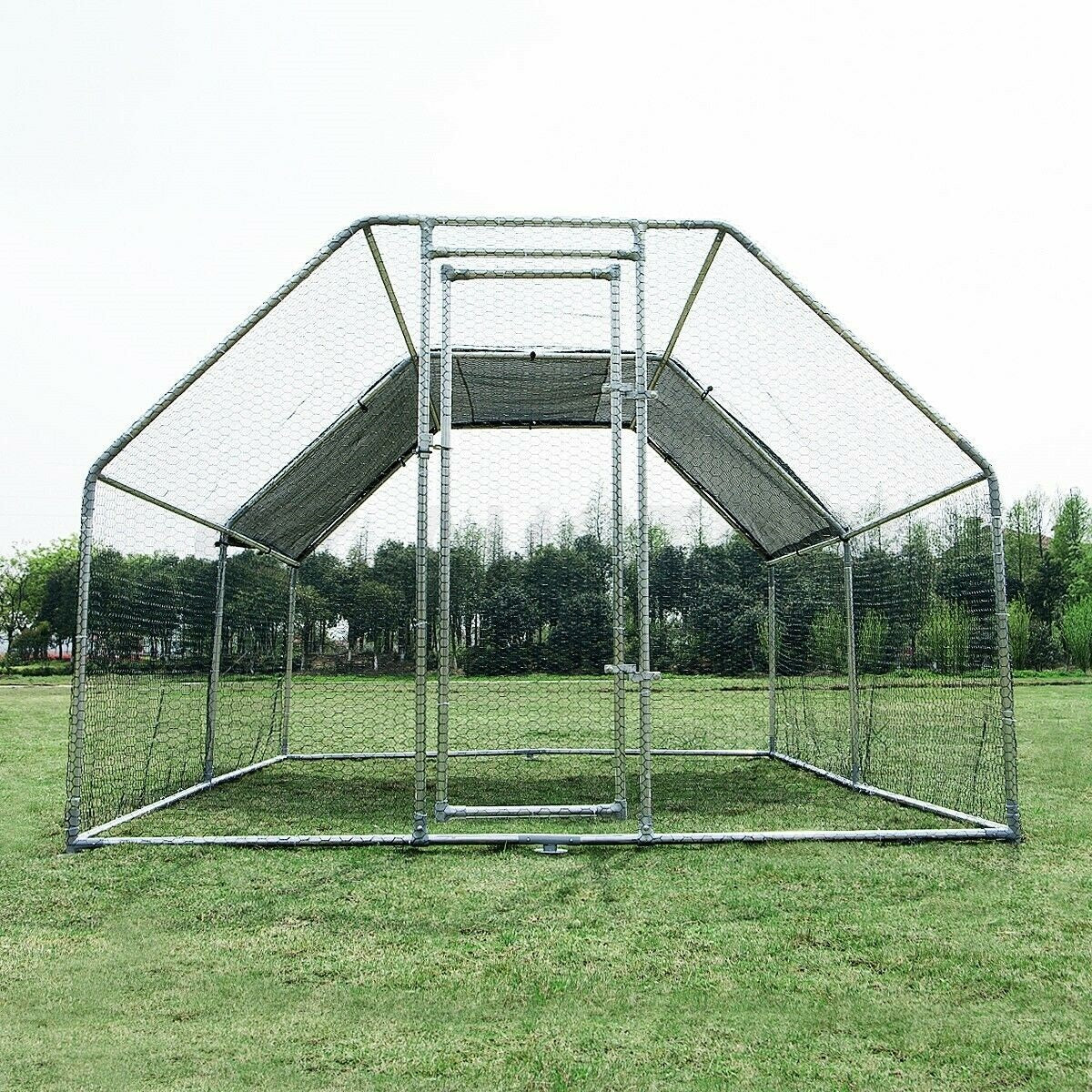 3.8 x 2.8 x 1.95m Steel Dog Enclosure (Flat Roof)