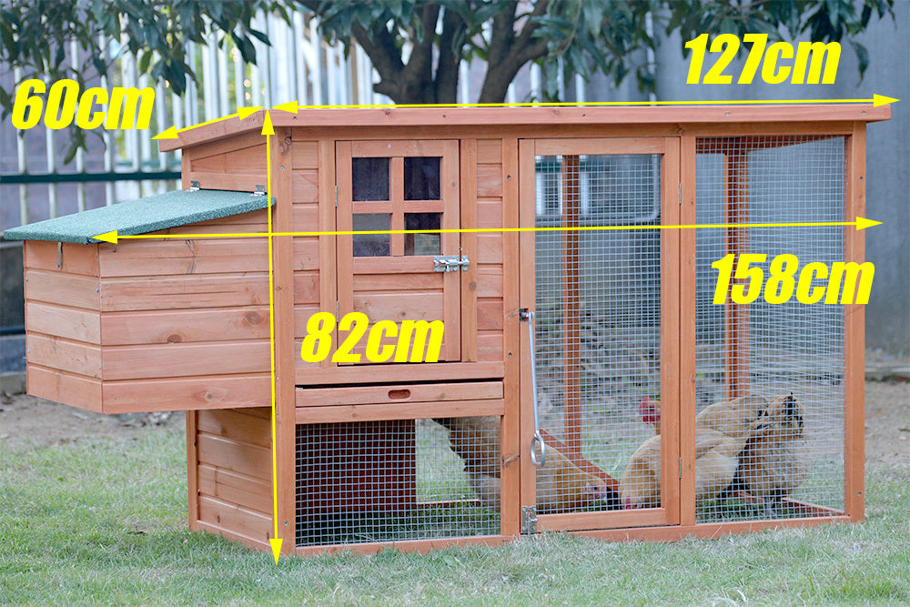 Medium Rectangular Chicken Coop with Run