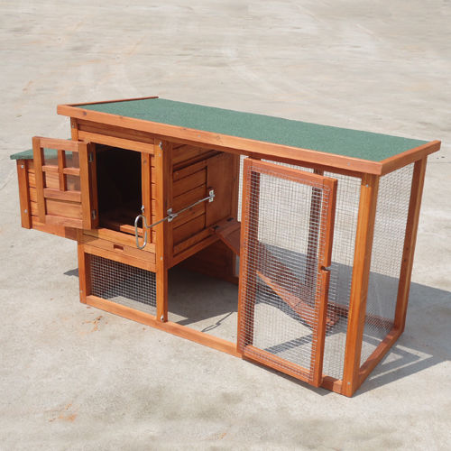 Rectangular Two Storey Hutch with Run
