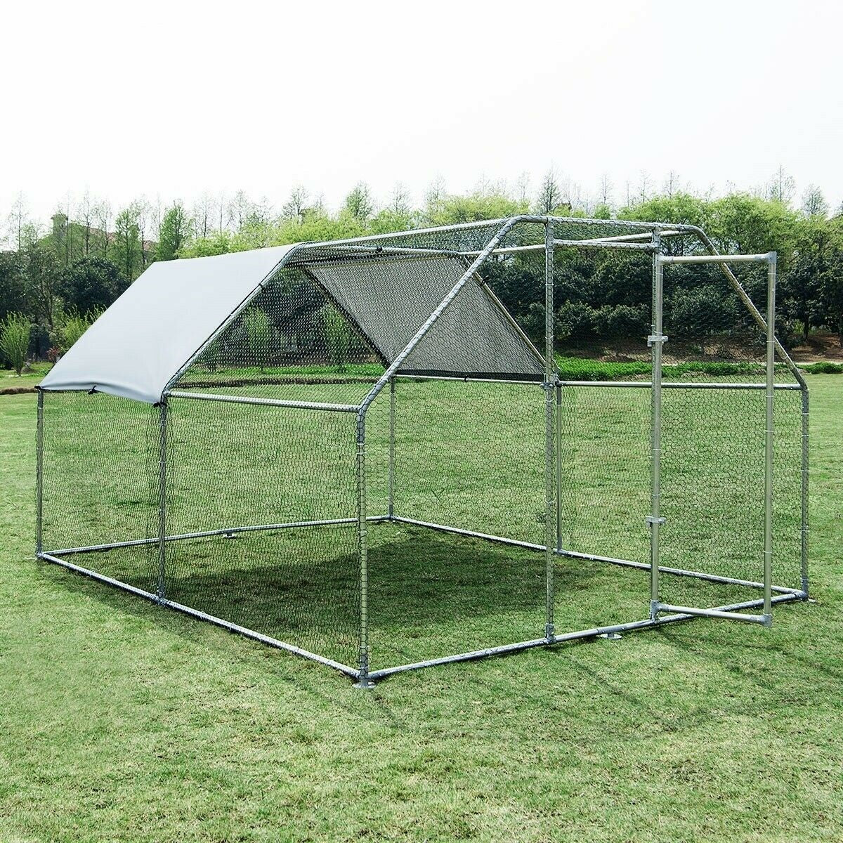 3.8 x 2.8 x 1.95m Steel Dog Enclosure (Flat Roof)