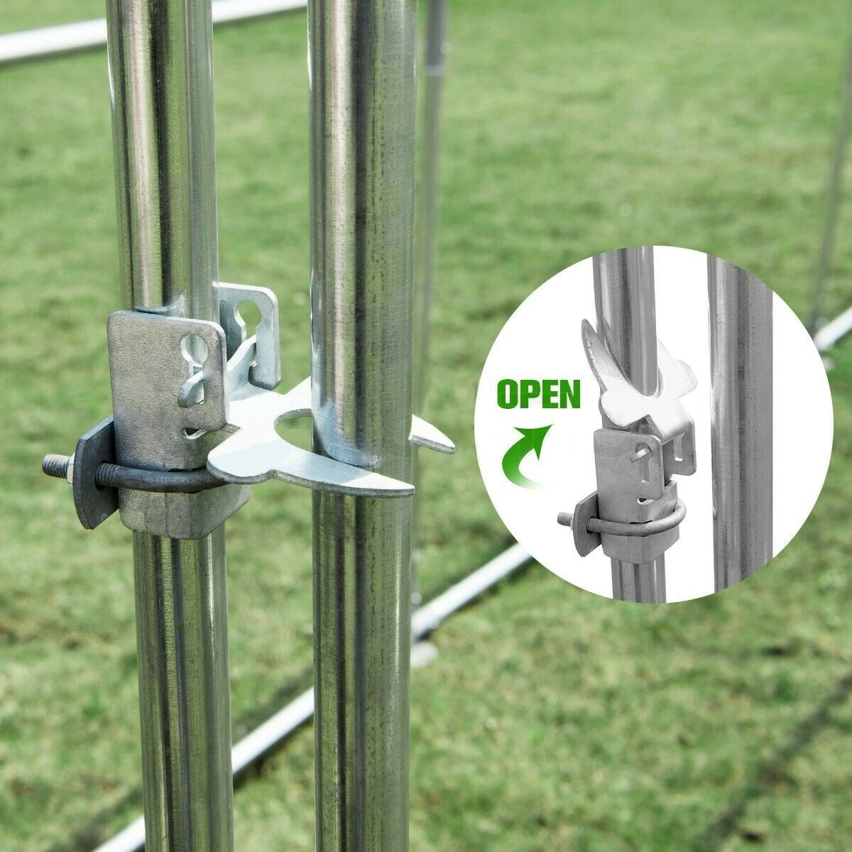3.8 x 2.8 x 1.95m Steel Dog Enclosure (Flat Roof)