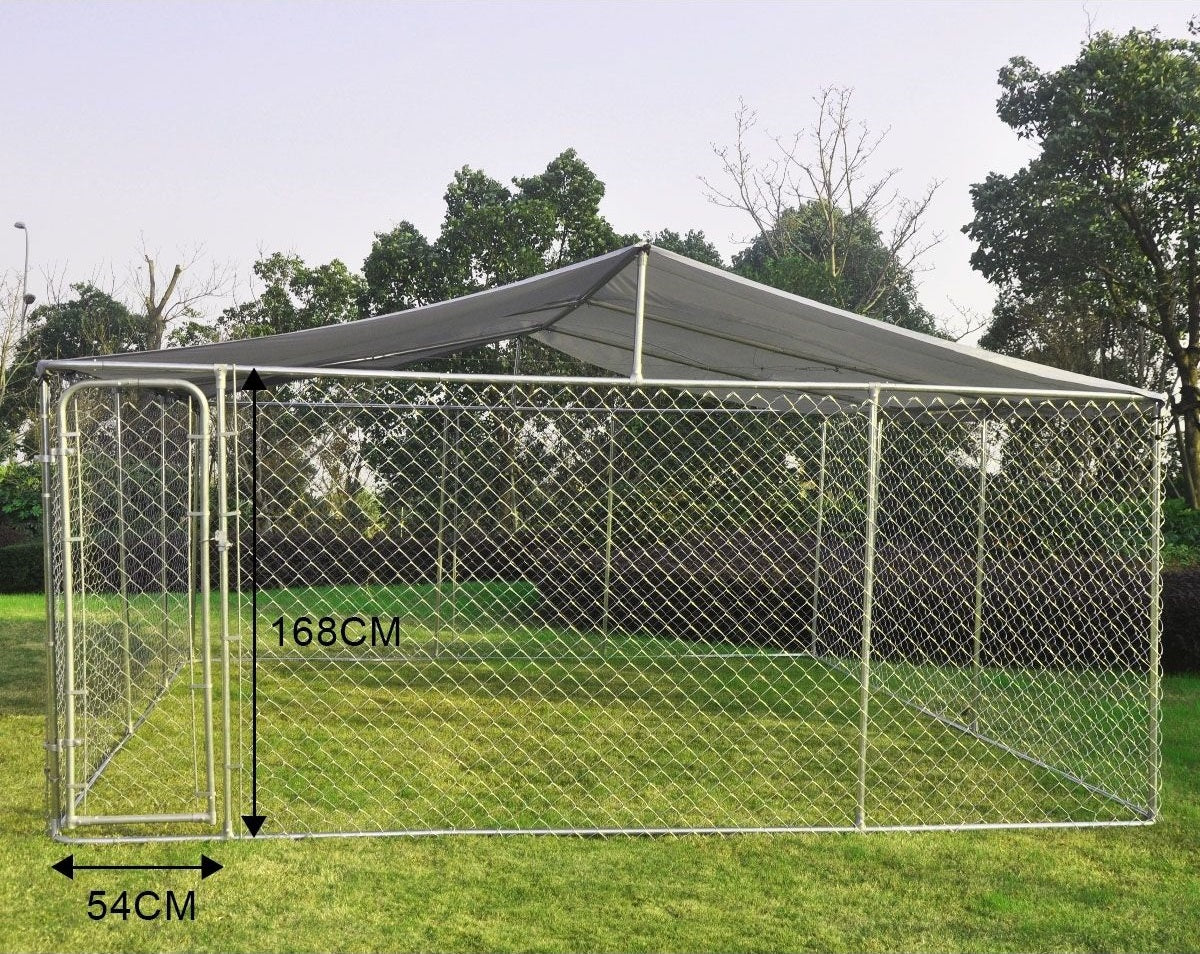 XL 4 x 4m Steel Dog Enclosure with Roof