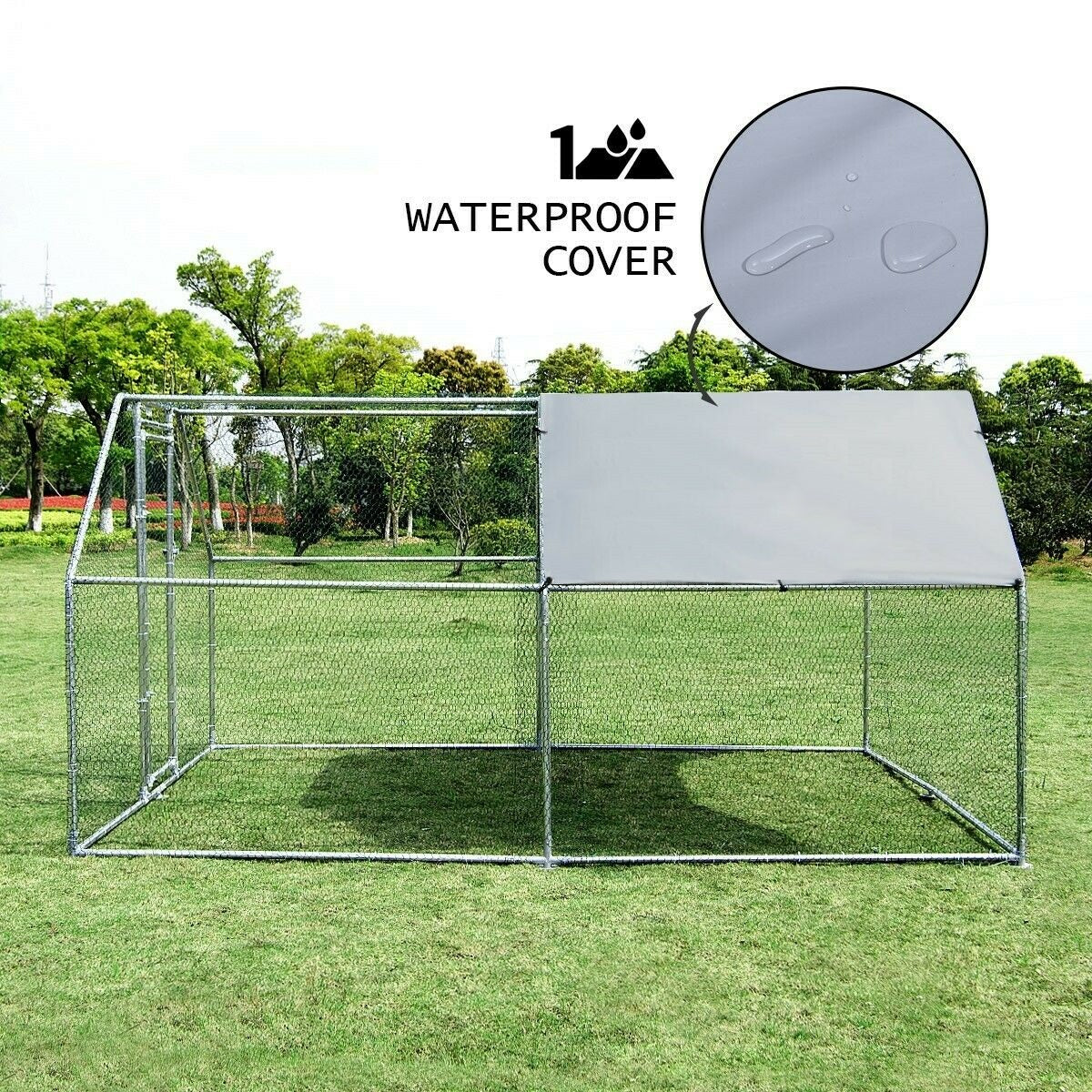 3.8 x 2.8 x 1.95m Steel Dog Enclosure (Flat Roof)