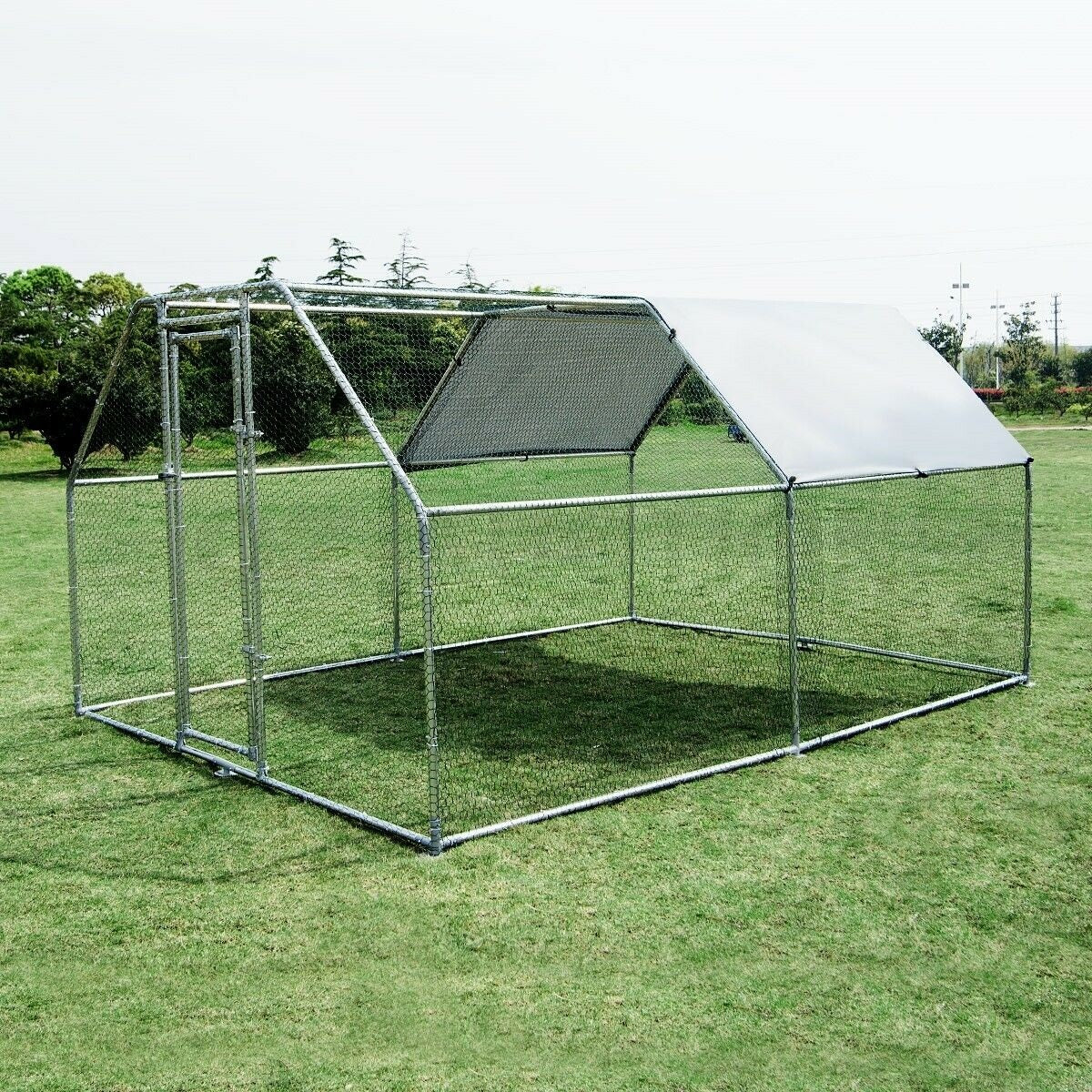 3.8 x 2.8 x 1.95m Steel Dog Enclosure (Flat Roof)
