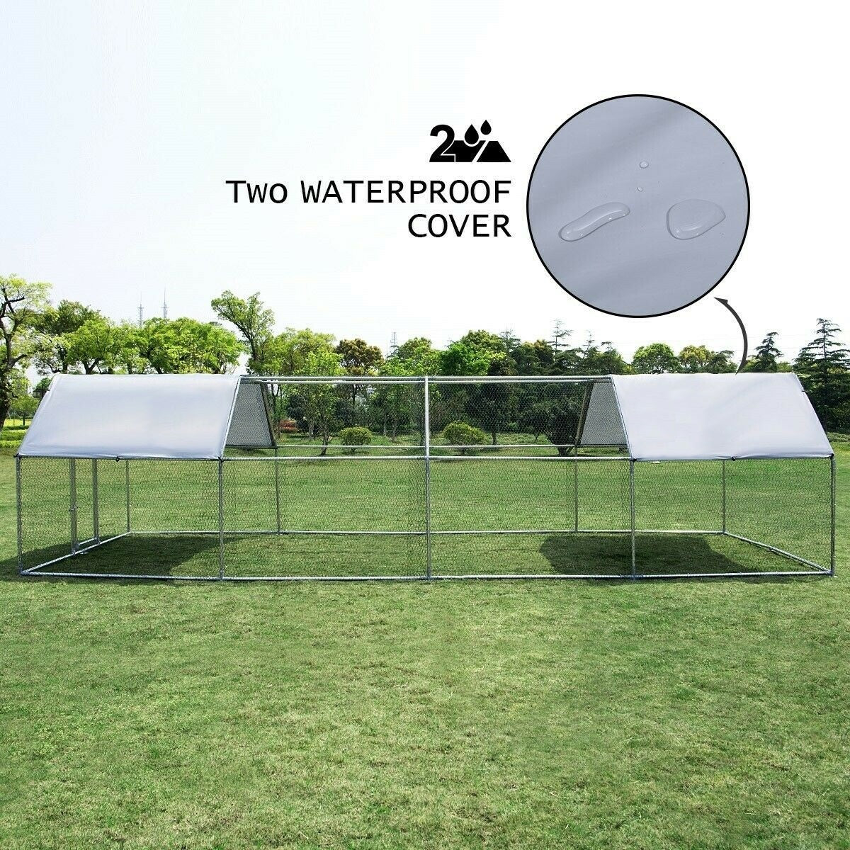 Huge 7.6 x 2.8 x 1.95m Steel Dog Enclosure (Flat Roof)