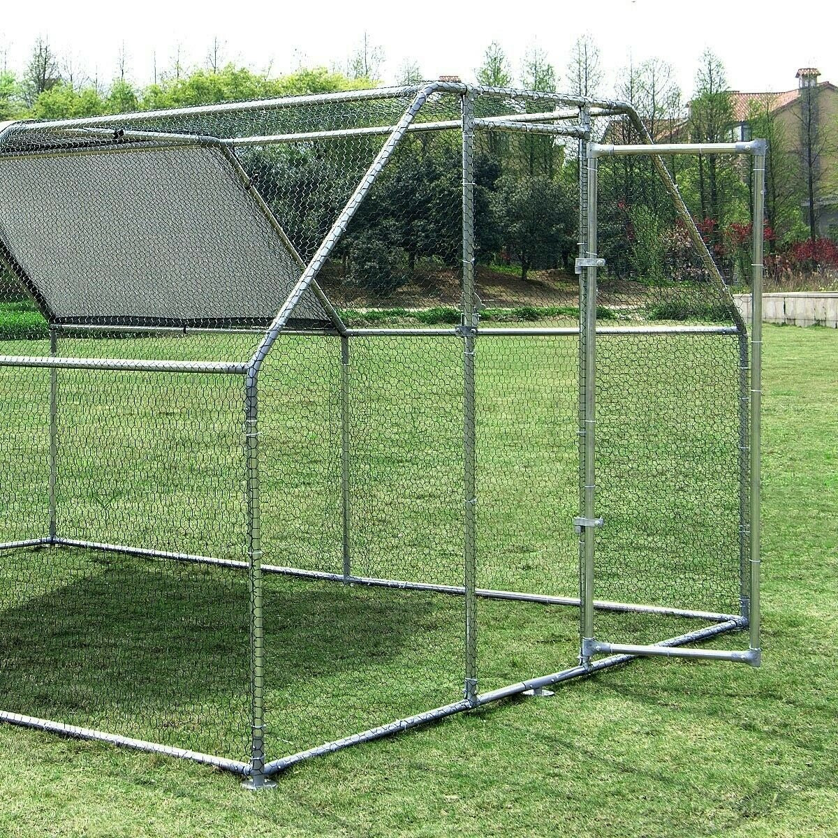 3.8 x 2.8 x 1.95m Steel Dog Enclosure (Flat Roof)