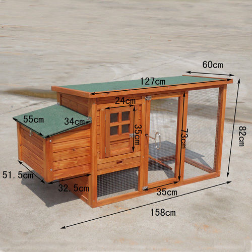 Rectangular Two Storey Hutch with Run