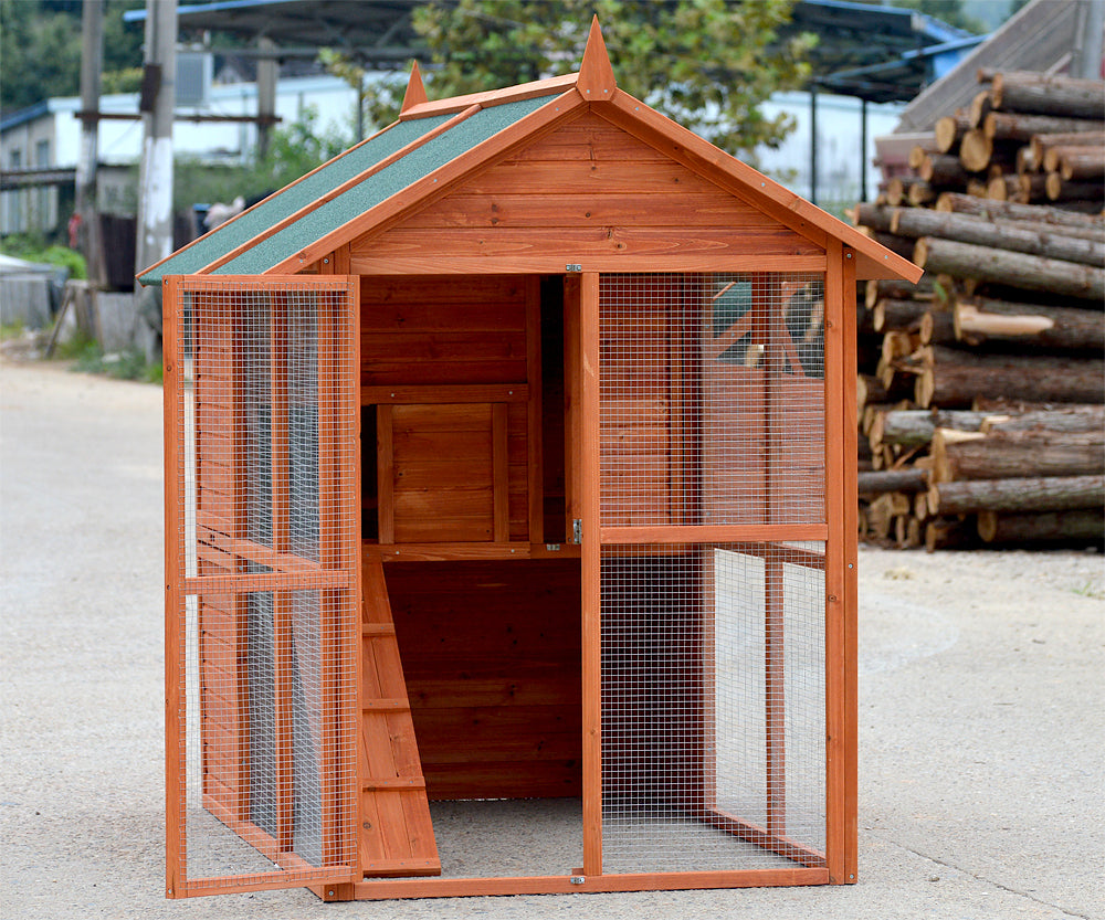 Two Storey Cat Enclosure with Large Run