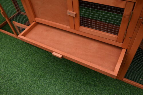 Double Run Wooden Chicken Coop Rabbit Hutch Bunny Cage Hen House
