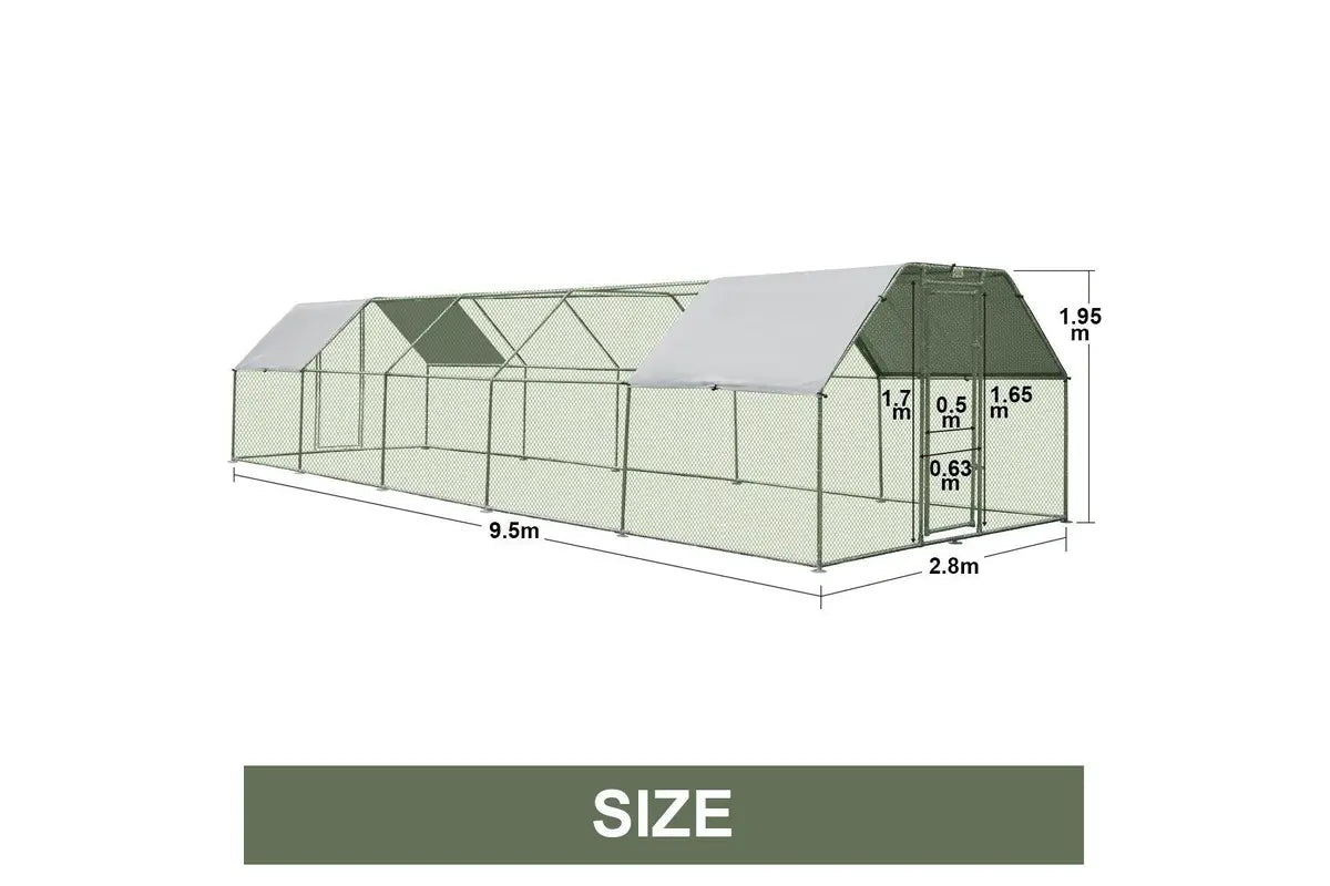 9.5 x 2.8 x 1.95m Walk In Cat Run (Flat Roof)