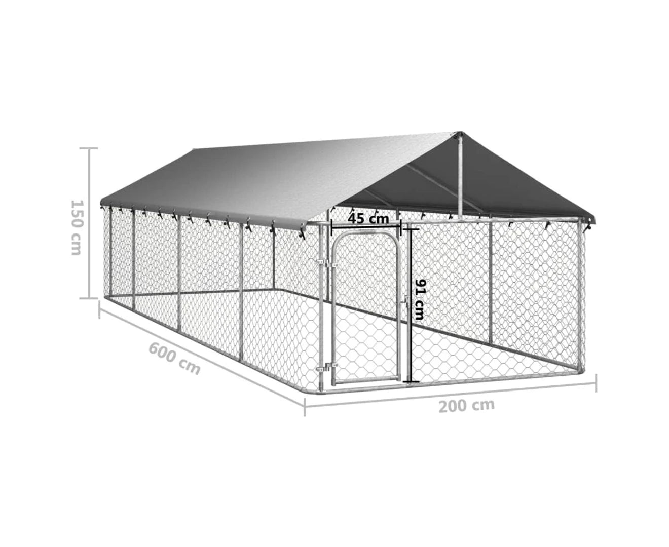 6x2m Steel Dog Enclosure with Roof
