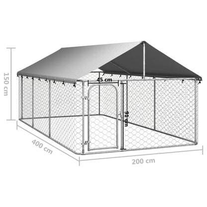 4x2m Steel Dog Enclosure with Roof