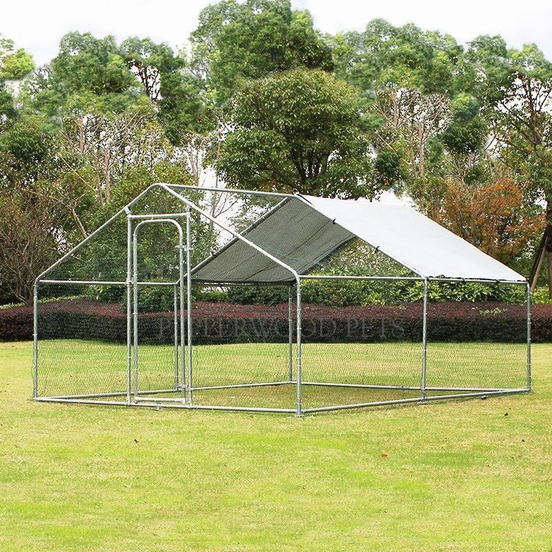 Heavy-duty 4x3m chicken run with a detachable UV-treated waterproof roof, ideal for backyard chooks to roam in a secure and comfortable environment.