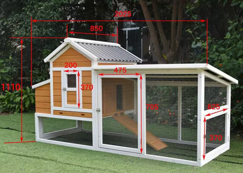 Large Chicken Coop Hen House with Run Built in