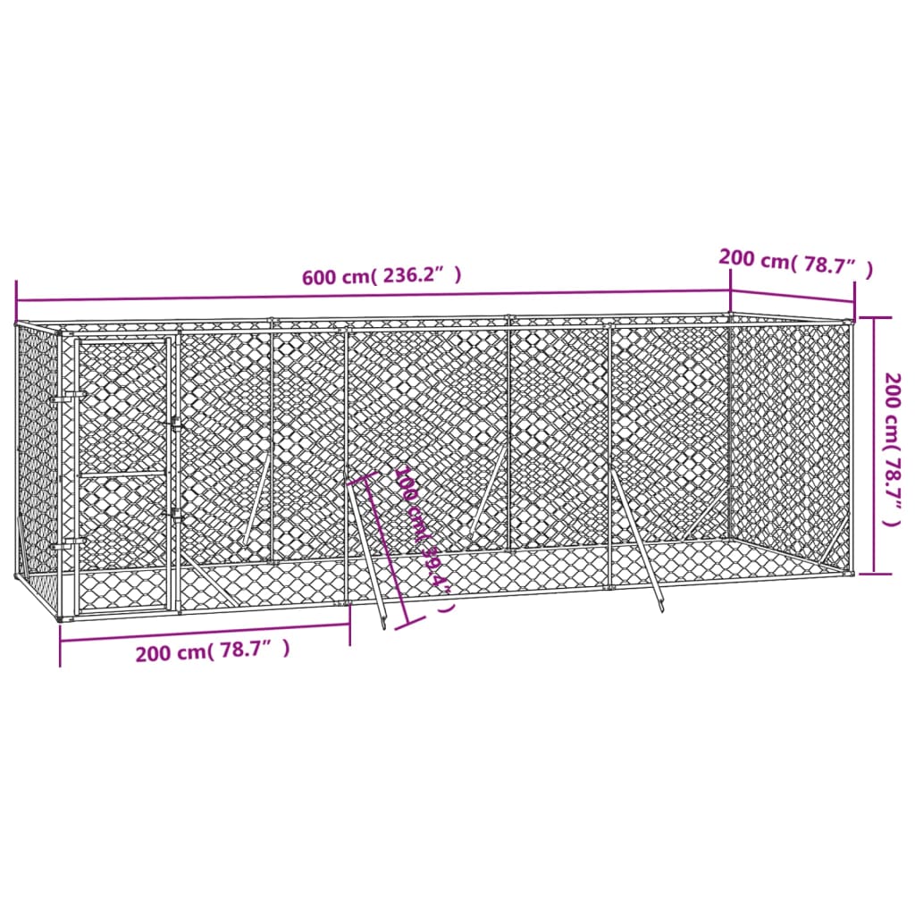 6x2m Steel Dog Run