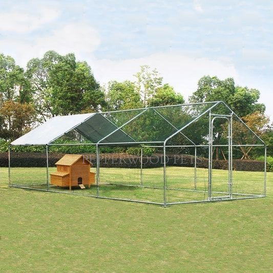 6x3m huge chicken coop run with a wooden coop inside, providing a secure and comfortable environment for backyard chooks with ample space for free range.