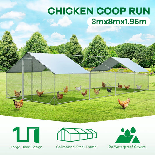 Large chicken pen designed for backyard flocks with plenty of room to roam.