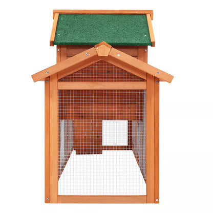 Strong wire mesh encloses the run to keep your rabbits safe.