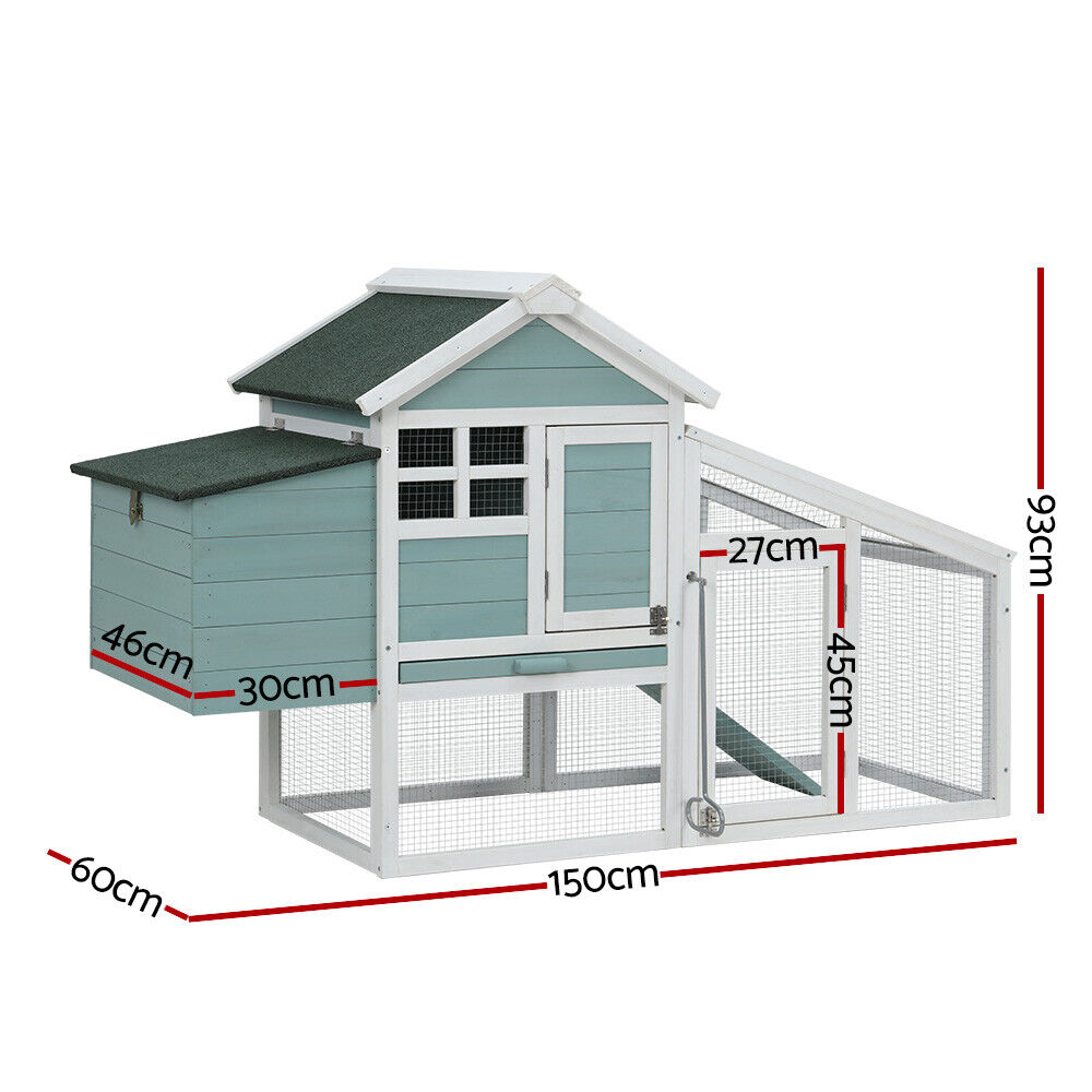 Detailed dimensions of teal coop.
