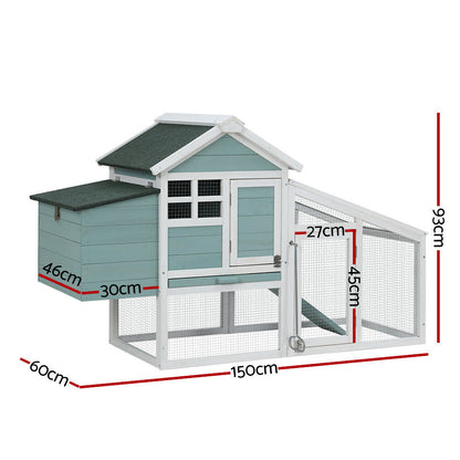 Detailed dimensions of teal coop.