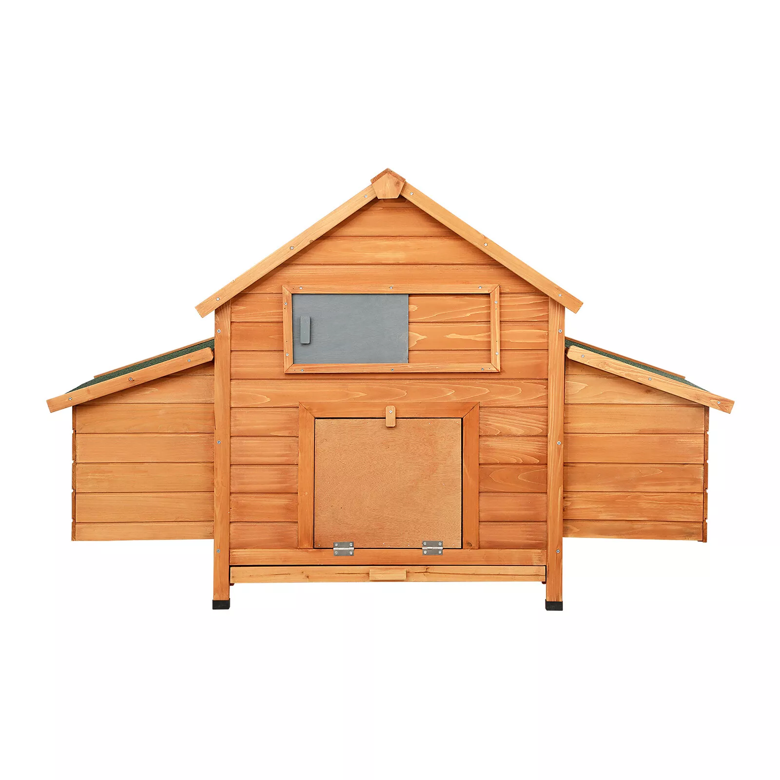 A wooden chicken coop, built from rot-resistant fir wood.
