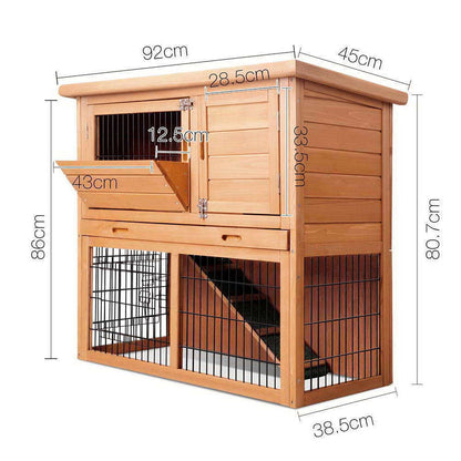 Two Storey Outdoor Hutch with Run + Feeder