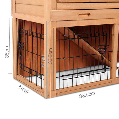 Two Storey Outdoor Hutch with Run + Feeder