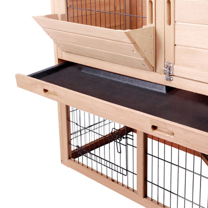 Two Storey Outdoor Hutch with Run + Feeder