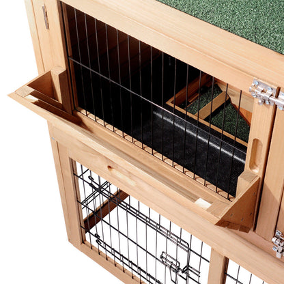 Two Storey Outdoor Hutch with Run + Feeder