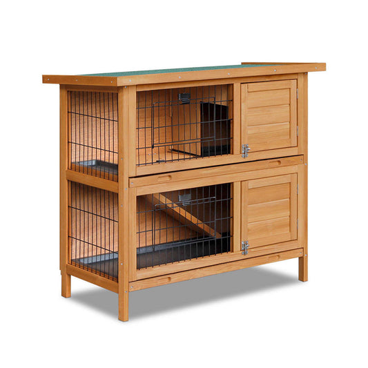 Indoor rabbit hutch, featuring a two storey design.