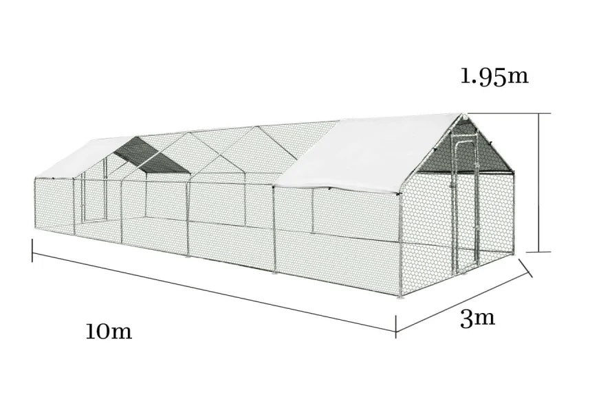 Dimensions of the 10x3m outdoor catio, showcasing height, width, and length