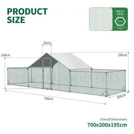 Size guide showing detailed dimensions of the run.